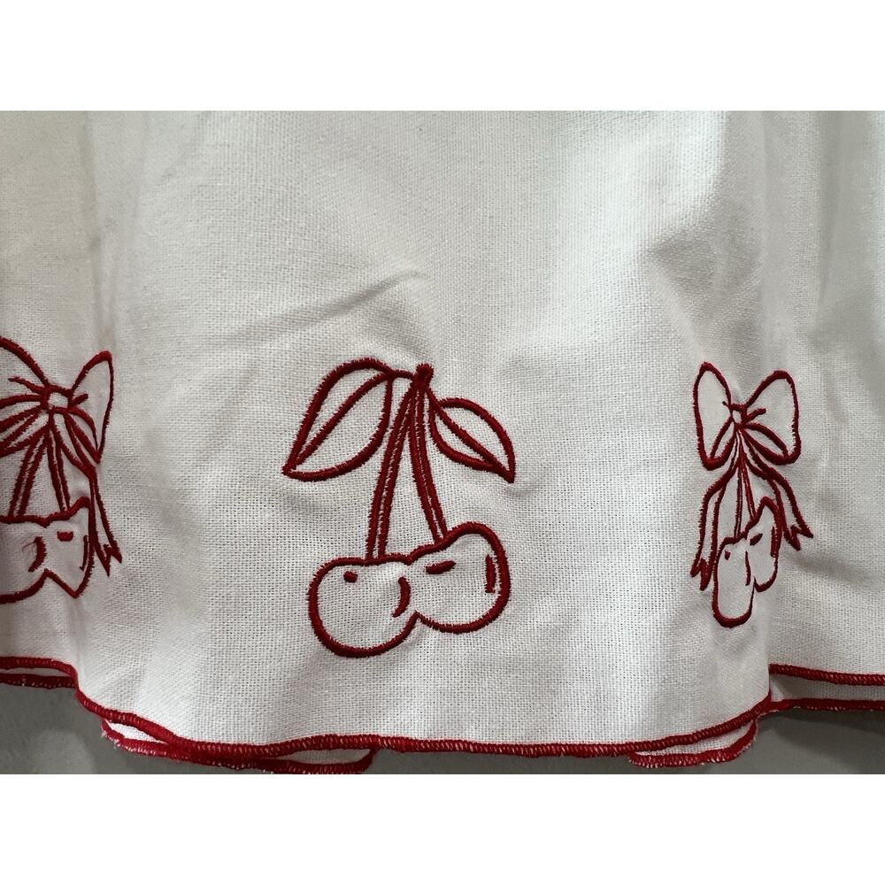 NWT Thirty/Thirty LA White Red Cherry Print Linen Blend 2 Piece skirt Set Size L - Picture 6 of 10